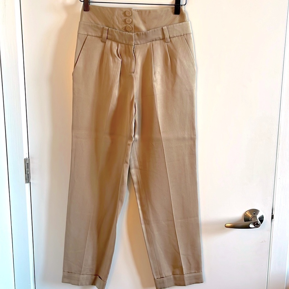 Magaschoni Collection Khaki High Waisted Trousers​​​​​​​​​​​​​